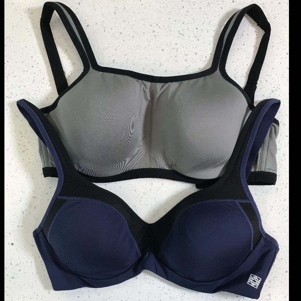 Lot of 2 Natori 32DD sports bras - underwire, padded, molded cups